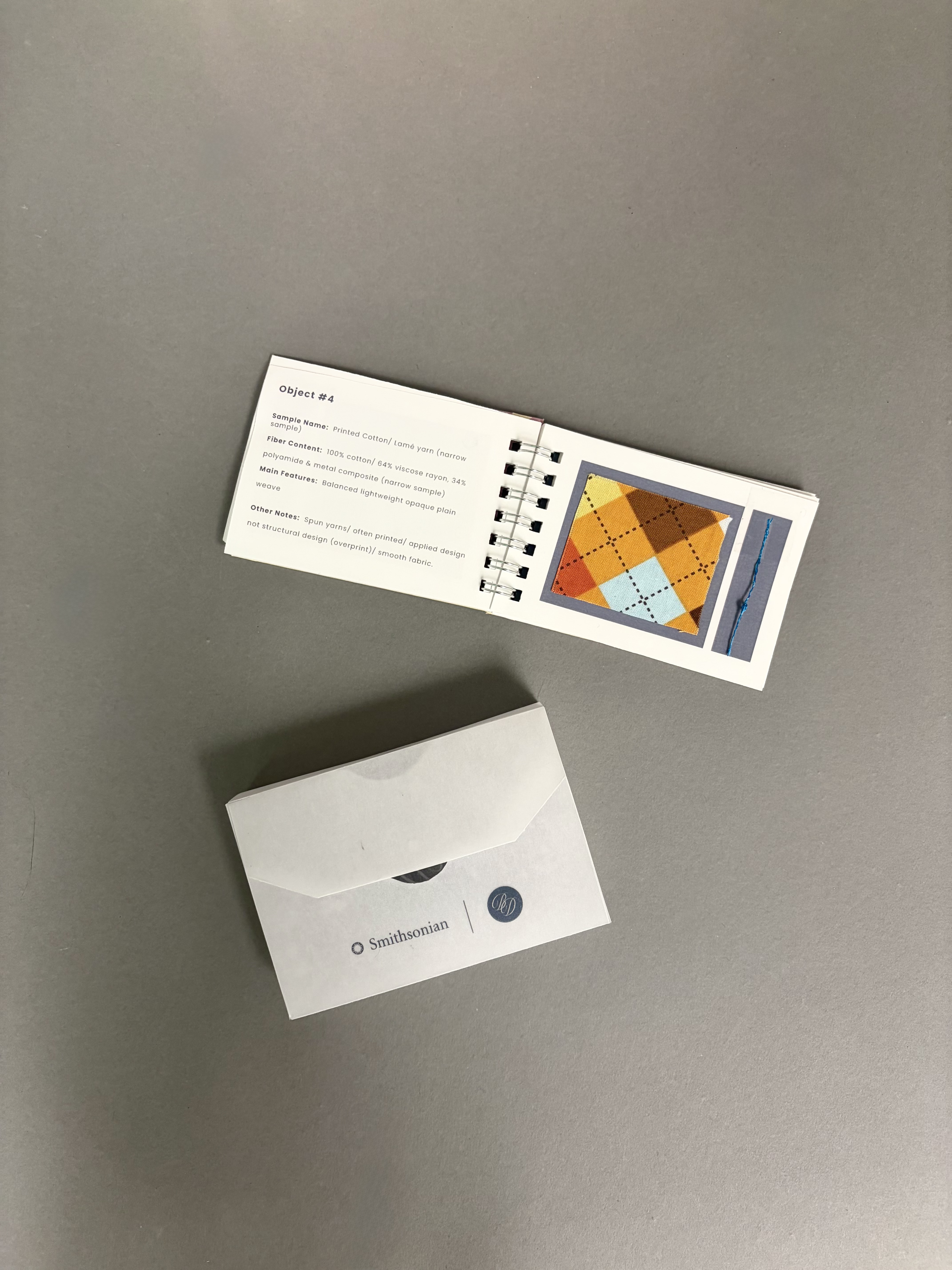The mini textile handbook and vellum box.